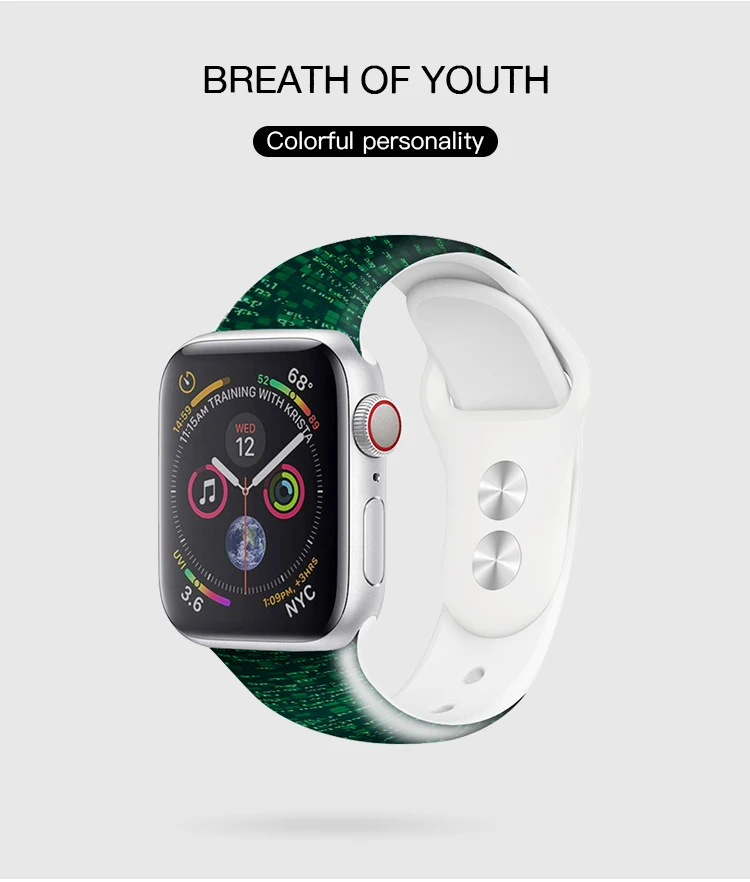 Зеленый ремешок для часов силиконовый ремешок 44 мм 40 мм для Apple Watch серии 4 женский браслет I Watch полосы 42 мм 38 мм