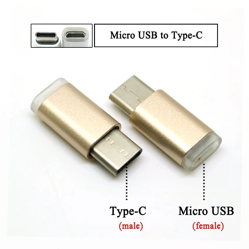 2 шт. type C к Micro USB/Micro к type-C OTG адаптер Поддержка синхронизации данных зарядный конвертер для Macbook Xiaomi huawei для samsung - Цвет: Type-C male Gold