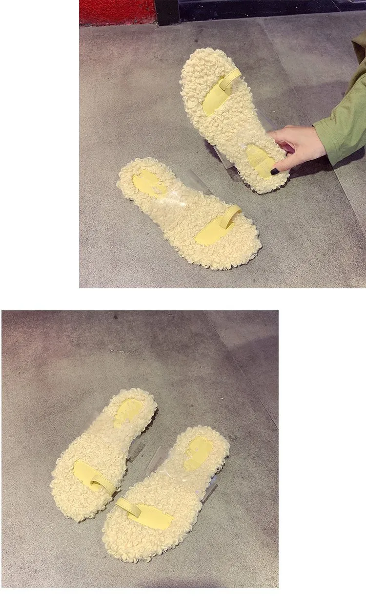 Women Slippers Flips Flops Shoes Winter Transparent Warm Girls Fashion Platform Slides Non-slip Flats Outdooor Comfortable