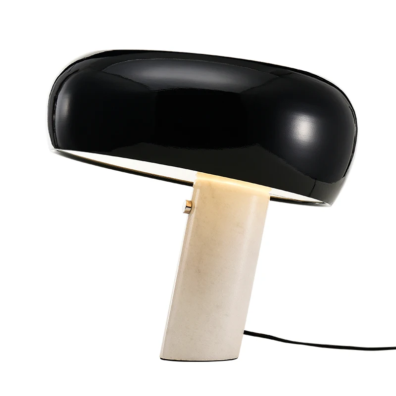 Nordic Table Lamp Post Modern White Black Marble Metal Shade Mushroom Creative Desk Lamp Bedroom Bedside Design art decoration