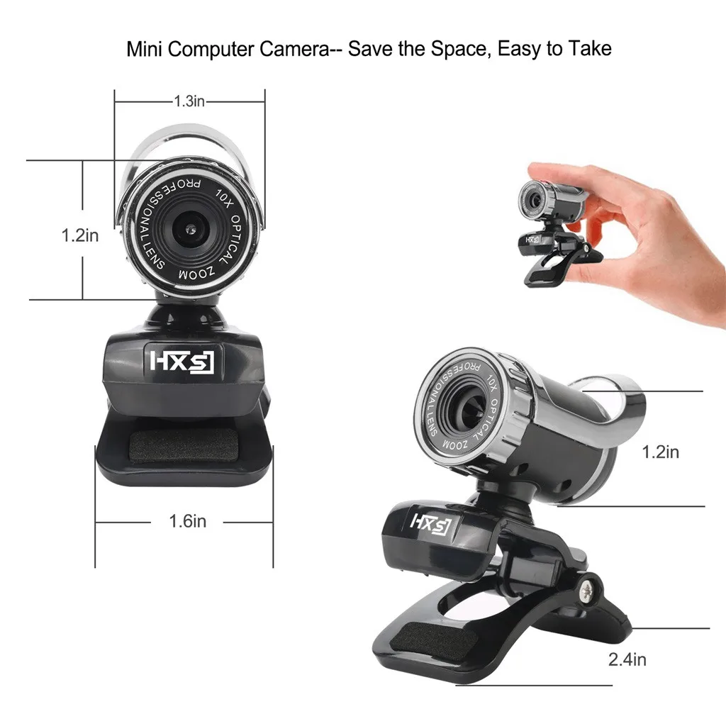 HXSJ веб-камера 480P HD видео веб-камера с микрофоном USB Plug and Play для ПК USB2.0 3,0 Встроенный n звукопоглощение