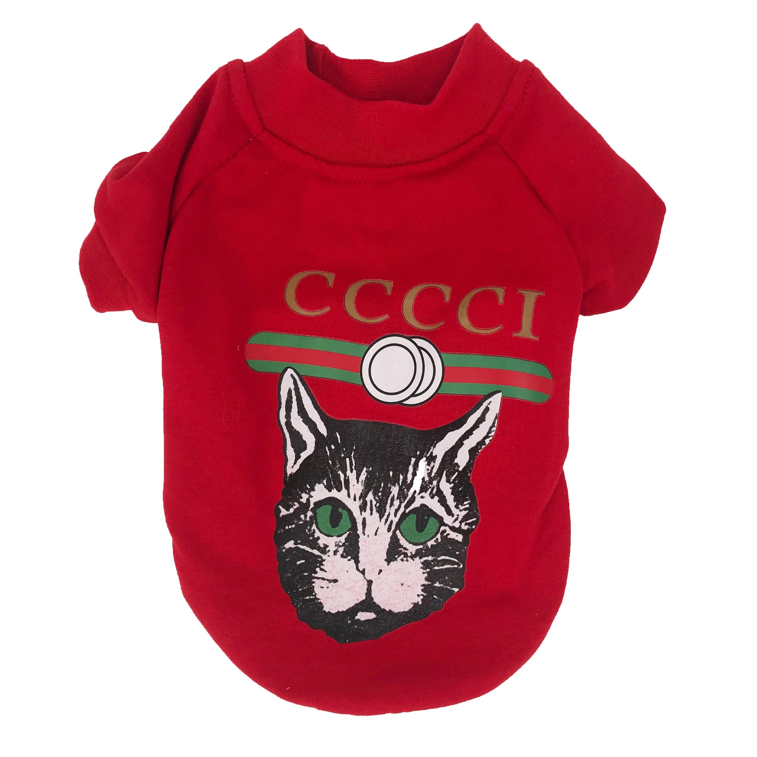 Костюм для мелких животных Одежда для собак свитер повседневное Щенок костюмы красный/черный/белый кот печати - Цвет: Красный