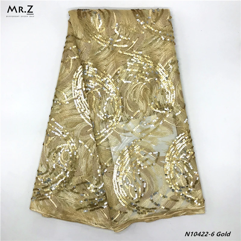 

Mr.Z Nigerian Bridal Tulle Mesh Lace Cloth High-Quality Sequins French Net Fabric 5Yards/PCS