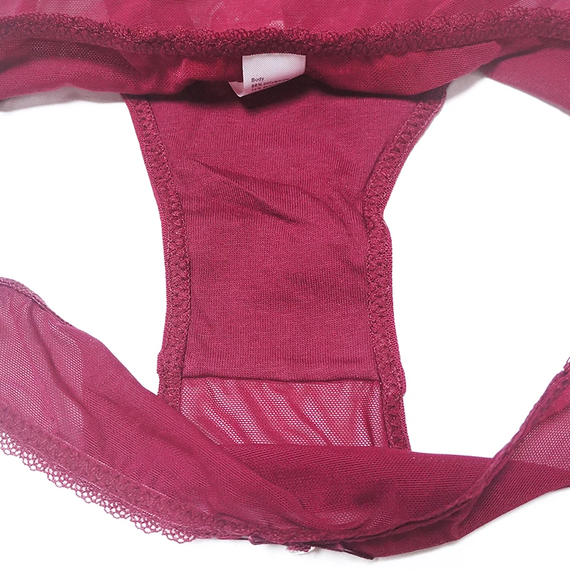 Varsbaby Sexy Mesh Lace Underwear Transparent Unlined 1 Bra+2 Panties Bra Set Plus Size 32-42CDE plus size cheap bra and panty sets
