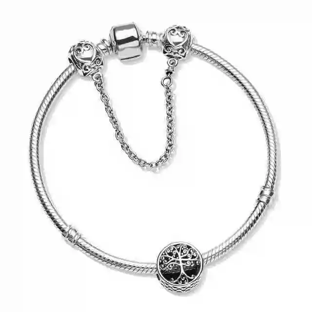 

100% 925 new sterling silver 1:1 family tree all female wristband set trend custom gift jewellery