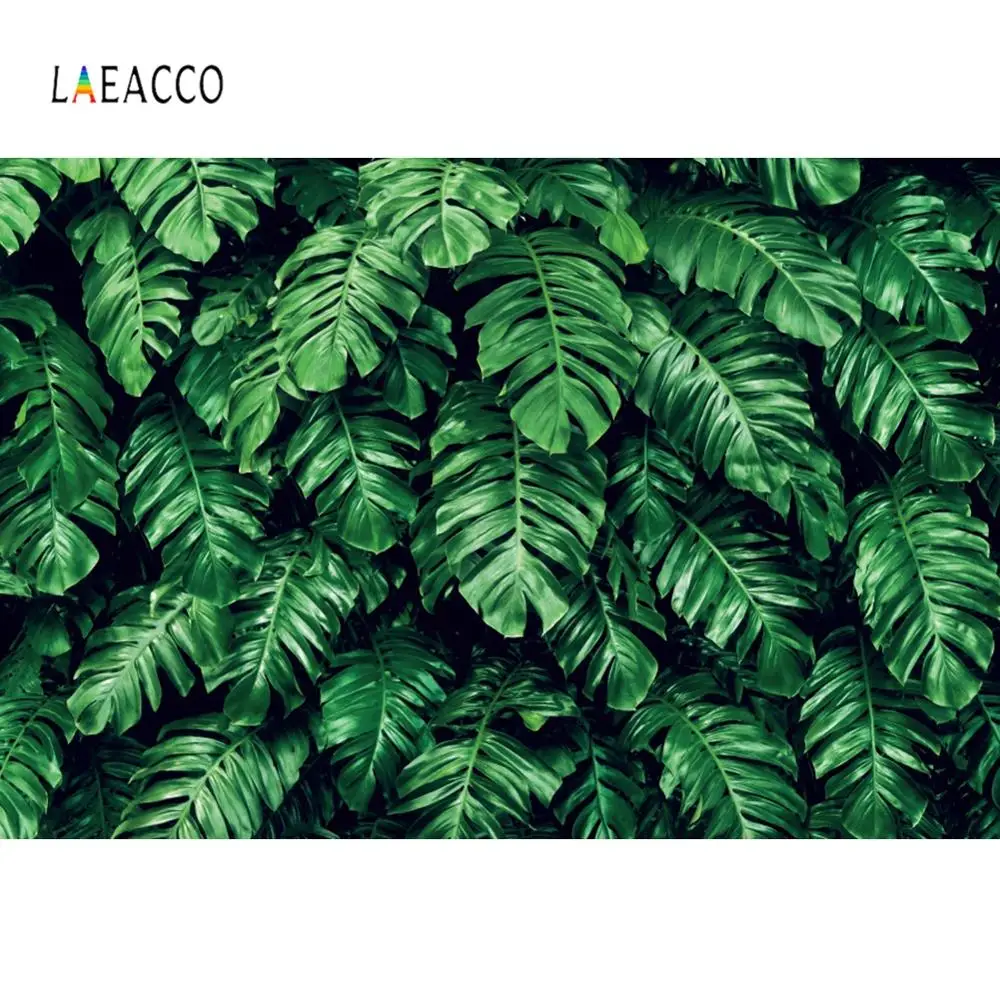 

Laeacco Tropical Aloha Green Leaves Flowers Happy Party Wall Decor Backgrounds Photography Customize Backdrops For Photo Studio