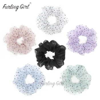 

Organza Hair Scrunchies Women Dots Scrunchies Elastic Hair Bands Girls Headwear Rubber Hair Ties Ponytail Holder