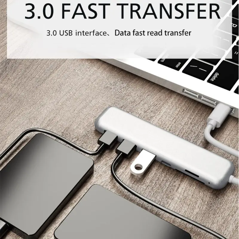 USB C концентратор тип C к USB3.0 сплиттер с TF SD считыватель слот для MacBook/MacBook Pro/samsung/huawei D08B