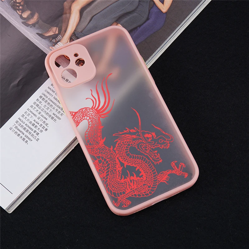 Coque de téléphone à motif de Dragon rouge au Design esthétique Unique, étui souple pare-chocs arrière pour iPhone 12 Mini 11 13 Pro X XS XR Max 6 7 8 Plus SE 2020