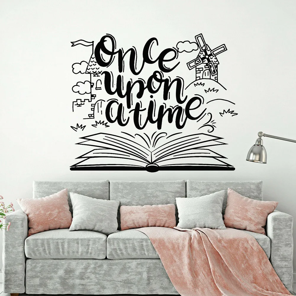 Виниловые настенные наклейки Once Upon A Time Книжная книга для детской комнаты