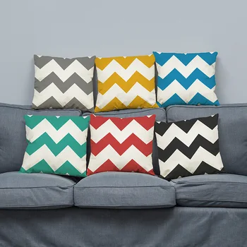 

Geometric Cotton Linen Pillow-case Modern Simple and Creative Car Pillow Big Wave Sofa Cushion Cover for living room decoration