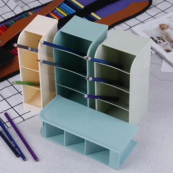 

Multi-function 4 Grid Desktop Pen Holder Office School Storage Case 1 PCS