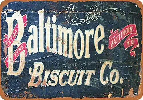 

Жестяной ретро-настенный знак Baltimore бисквит Ко. 12x16 дюймов