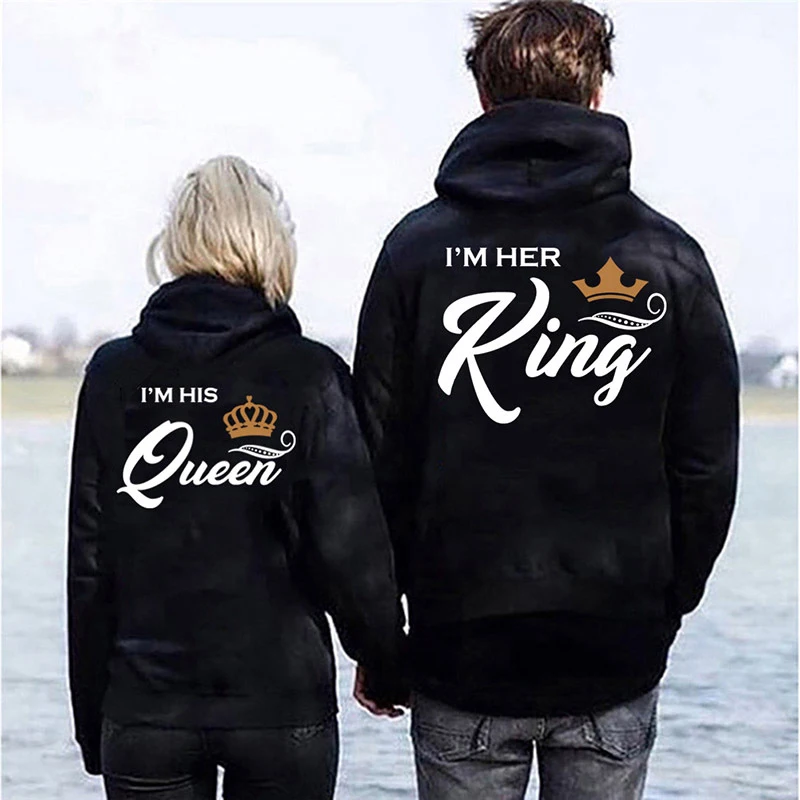 Couple Clothes King And Queen Hoodie Jumper Sweater Women's Coat Men's Hooded