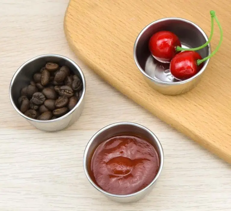 

300pcs Stainless Steel Sauce Cup Reusable Tomato Sauce Container Dipping Bowl For Fast Food Restaurant Bar Home Wholesale