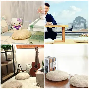 

40cm Tatami Futon Meditation Cushion Thicken Yoga Circle Cushion Corn Husk Straw Braid Mat Japanese Style Cushion Silk Wadding