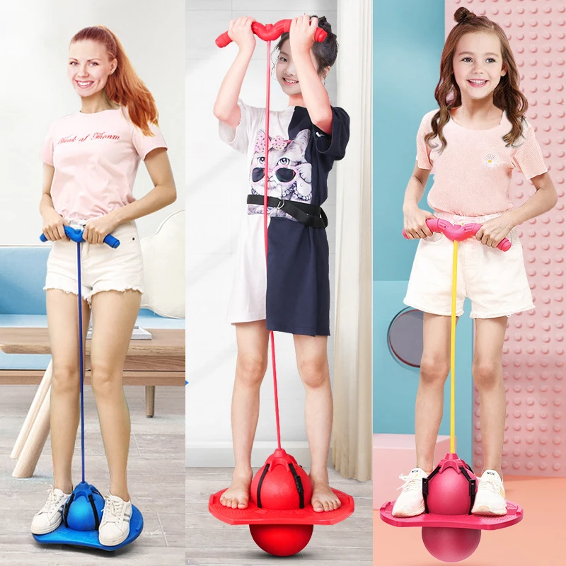 Pelota de rebote con asa y bomba plataforma de equilibrio, pelota para saltar hinchable para niños, patio de juegos, deporte y entrenamiento, juguete de competición