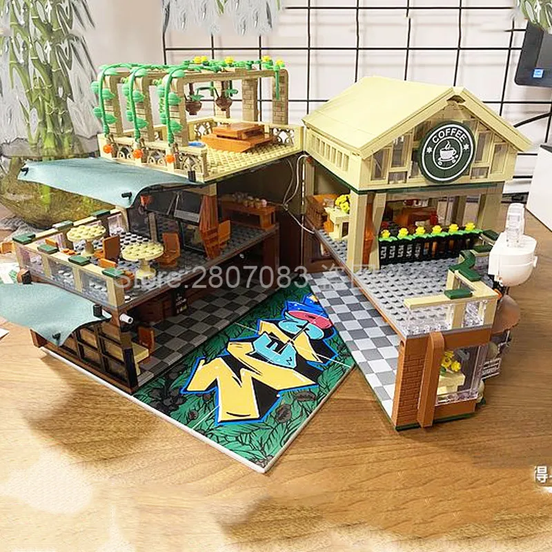 

S601093 Creator Series Street Mini world Great Dream Leisure Cafe Street Building Blocks 2059pcs Bricks Compatible Creator