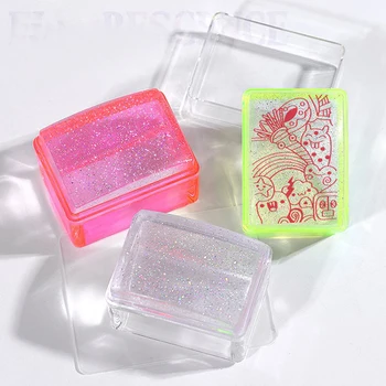 

Fluorescent Laser Nail Art Templates Pure Transparent Silicone Nail Stamping Plate Scraper with Cap Nail Stamper Nail Art
