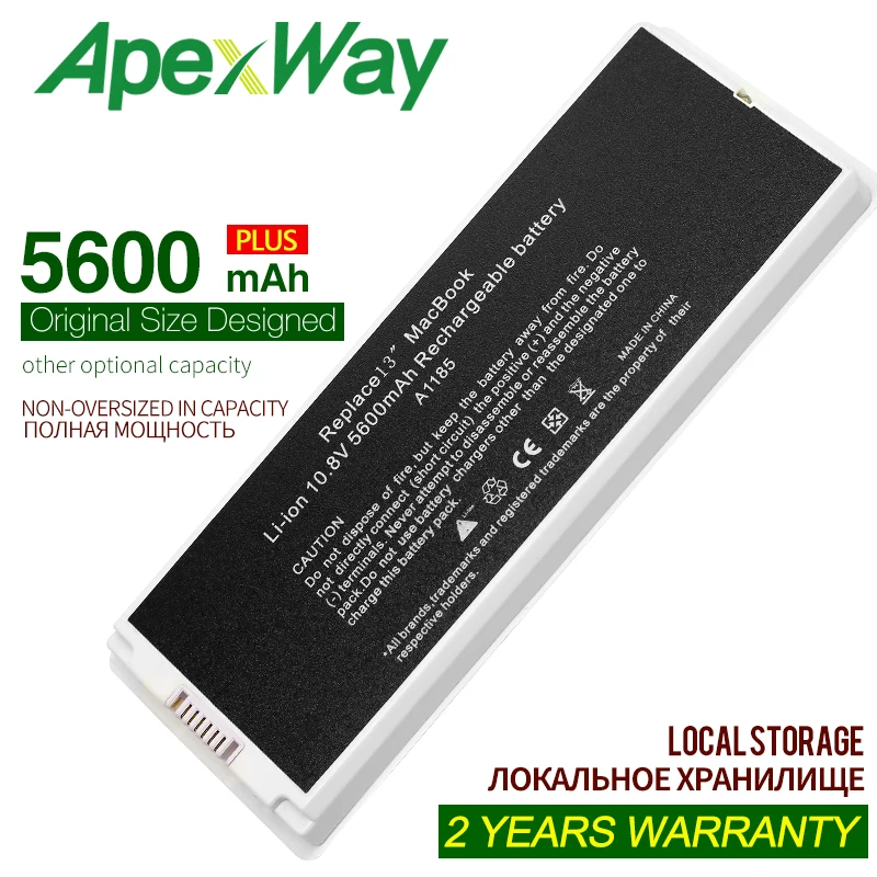 

ApexWay 5600mAh Laptop Battery for Apple A1185 A1181 For MacBook 13" MA701 MB403 MB402 MB061 MB062 MB404 MB881 MC374 MC375