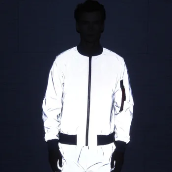 

Spring and Autumn Style Reflective Flight Jacket for Men and Women Hip-hop Windbreaker Plus-size Couple Baseball Jacket Bomber