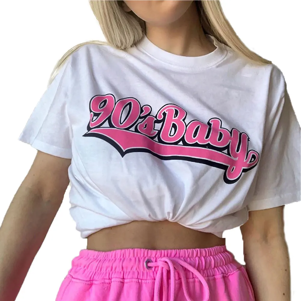 

2020 New Ladies Summer Casual Tee Shirt Streetwear Women Short Sleeve Letter Printed T-shirts Fashion Round Neck Loose Tops