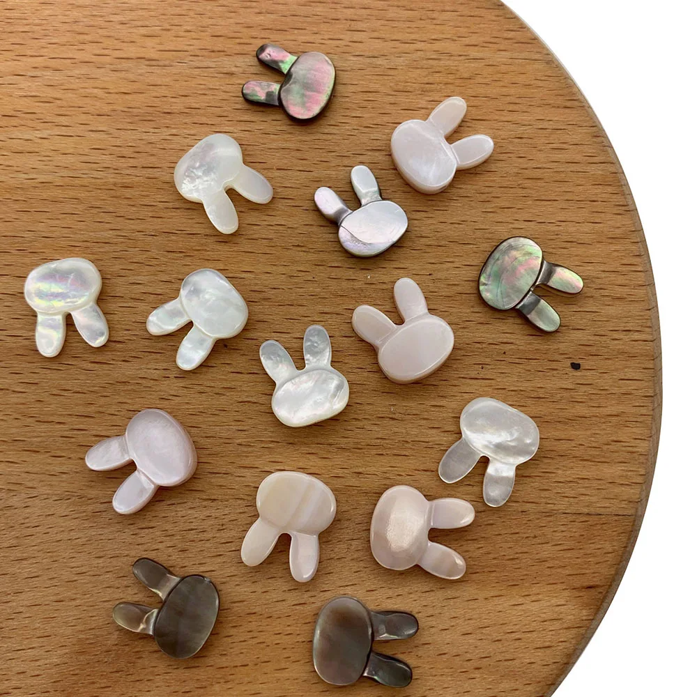 

2pcs/pack 10x12mm Natural Sea Shell Loose Beads Rabbit Shaped White Pink Black Horizontal Hole Vertical Hole DIY Accessions