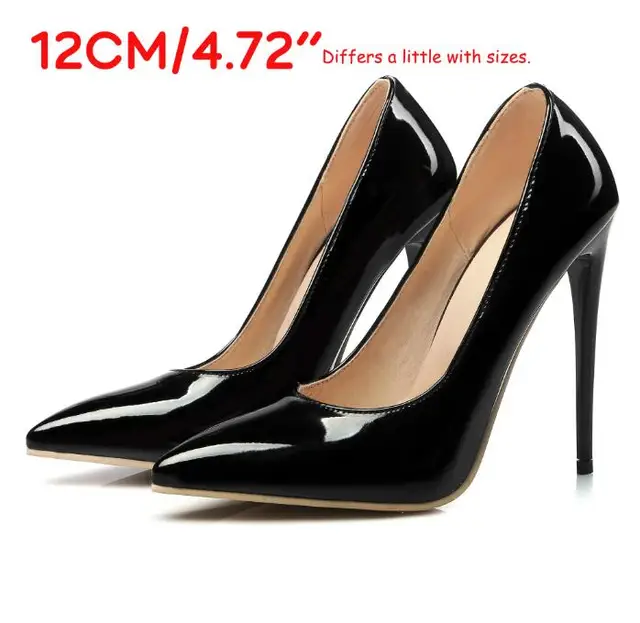 LAIGZEM FASHION Women Heels Pointy Toe Stiletto High Heels 6/8/12CM Pumps Dress Wedding Work Basic Shoes Woman Big Size 33-47 LGZ175 12CM