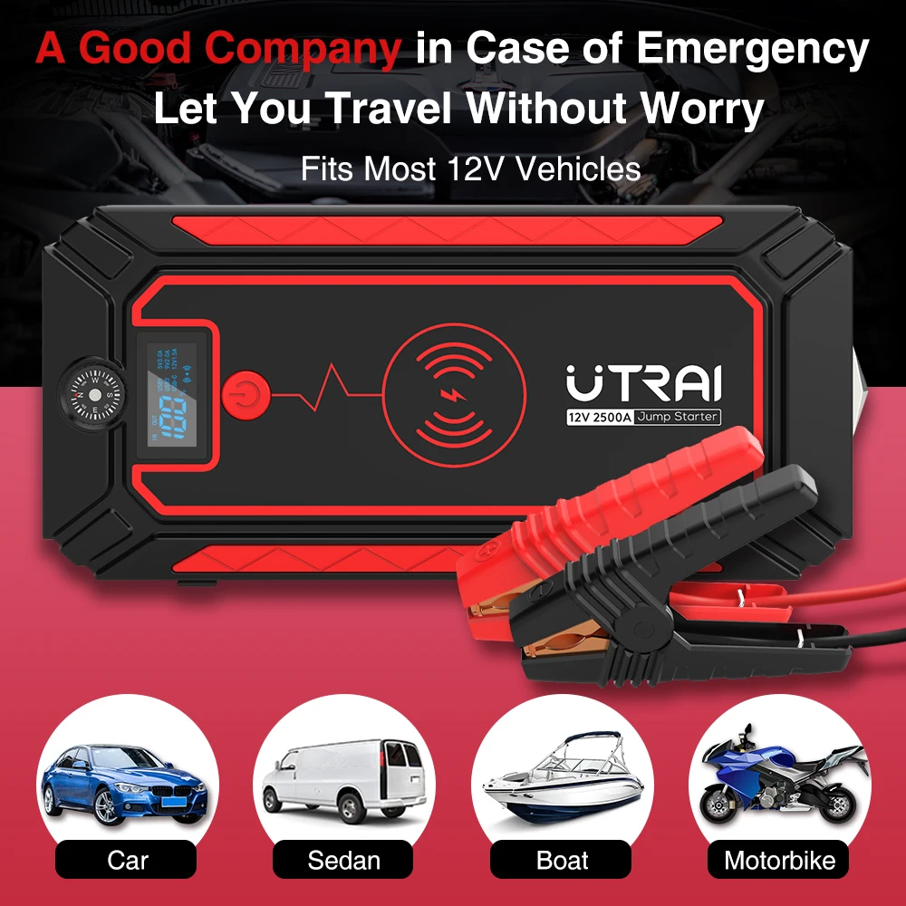 The 24000 mAh JUMP STARTER with rechargeable compressor. UTRAI JSTAR 6.  Starter cars and motorcycles 