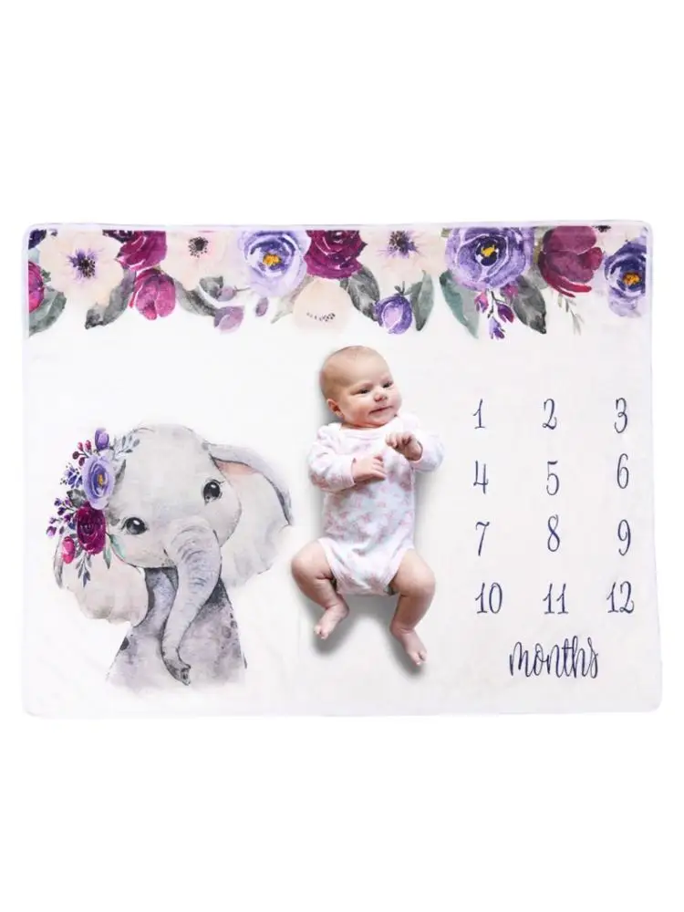 

12 Monthly Baby Milestone Blanket Soft Newborn Photography Props Background R2JF