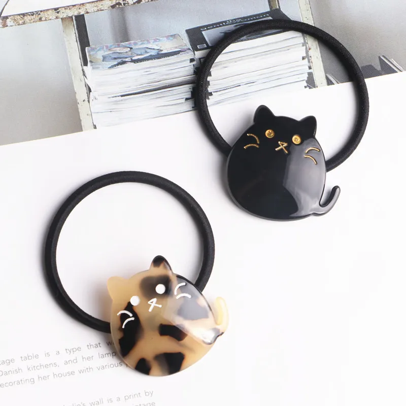 

Korea Acrylic Cat Cartoon Hair Accessories Hair Bows Elastic Hair Bands Rubber Band Hair Ring Headbands For Women