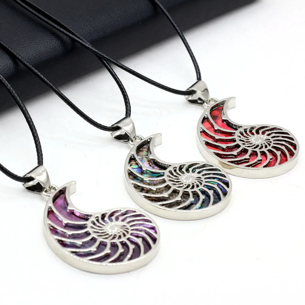 6PCS Natural Alloy Shell Symbol Shape Multicolor Pendant Necklace Exquisite Charms Necklaces Jewelry Making Gift Accessorie