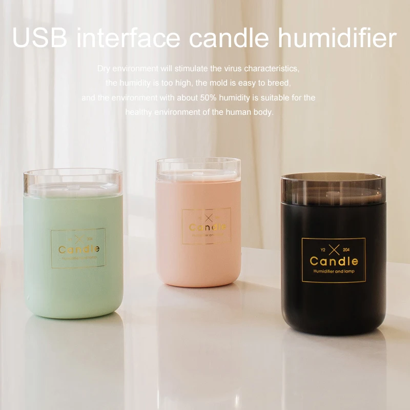 2019Ultrasonic Air Humidifier Candle Romantic Soft Light USB Essential Oil Diffuser Car Purifier Aroma Anion Mist Maker Hydratio