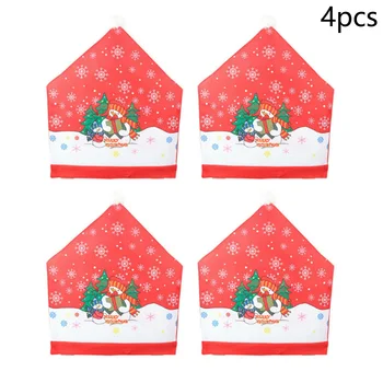 

4pcs 60 X 50 Cm Christmas Decoration Chair Covers Dining Seat Santa Claus Home Party Decor Chair Covers
