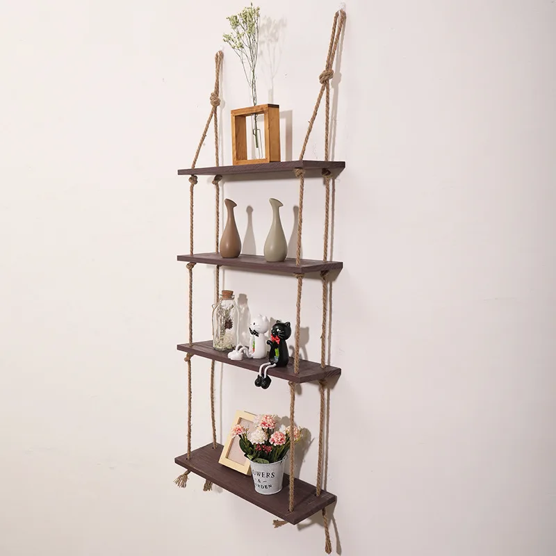 

Wall Decoration Rack multi-functional Rope Wall Solid Wood Wall Hanging Living Room Wall Decoration Shelf Home Finishing Storage