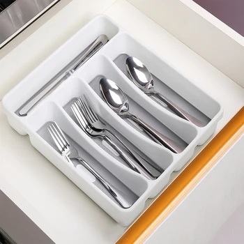 

Tableware Storage Rack Spoon Fork Knife Shelf Separation Storage Box Kitchen Cabinet Drawer Organizer Tray Utensil Cutlery Tray