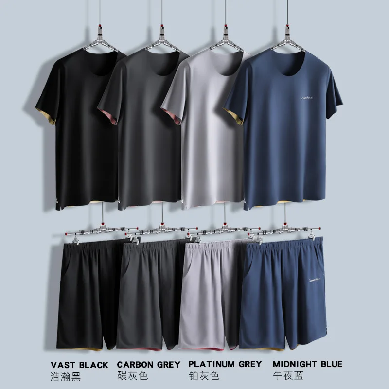Men's Home Service Pajamas Suit Summer Summer Thin Cotton Modal Short-sleeved Pajama Shorts Five-point Pants Trend