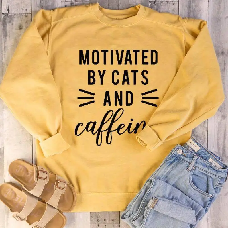  Motivated by Cats sweatshirt women fashion cotton casual funny slogan quote causal tumblr pullovers