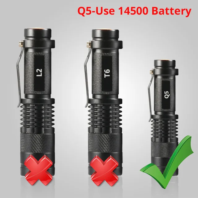 Mini LED Flashlight 8000LM Q5 T6 L2 LED Torch Adjustable Focus Zoom Flash Light Lamp Gift Lamp use 14500 Or 18650 Battery high power led torch Flashlights