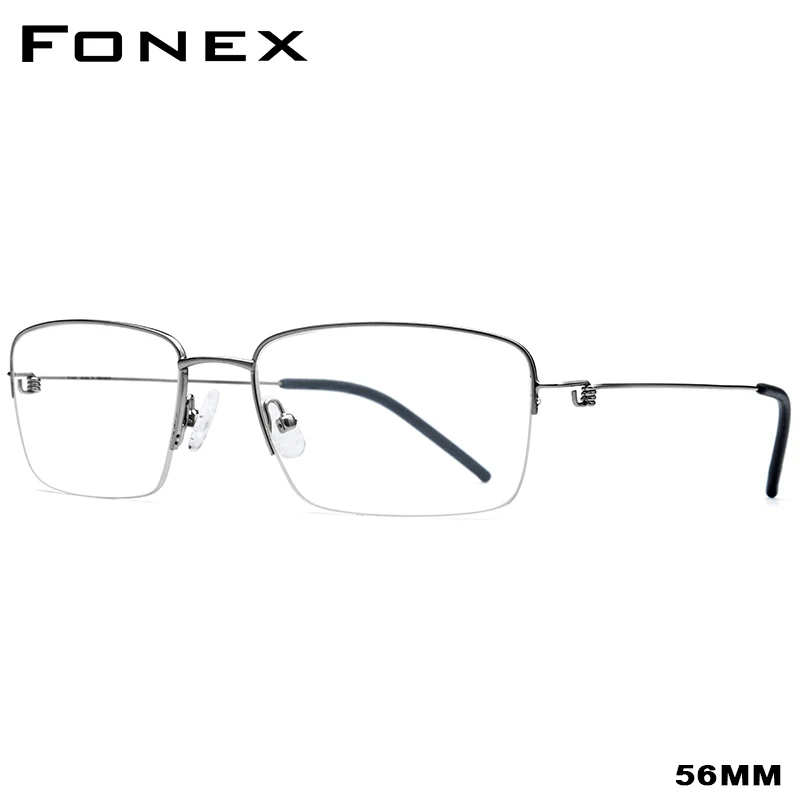 FONEX из титанового сплава, очки без оправы по рецепту,, оптические очки для близорукости, оправа для очков, мужские корейские очки без винтов 98623 - Цвет оправы: Small Gray