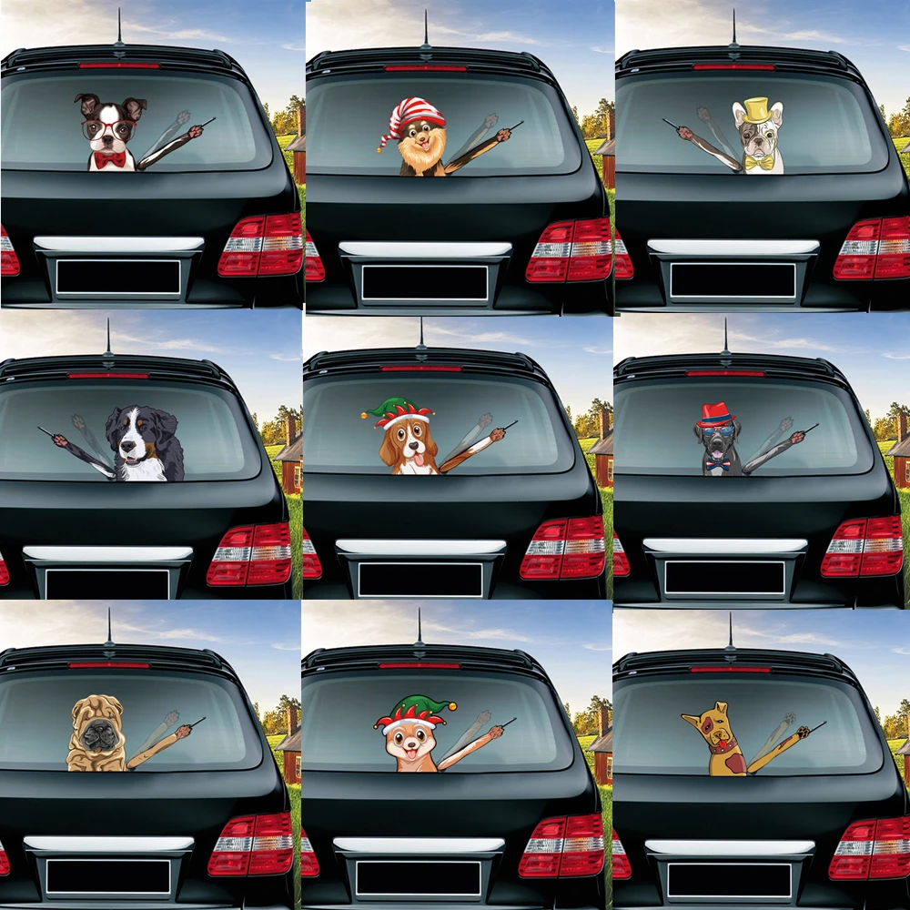 3d 車のステッカーかわいい漫画の犬シリーズおかしい移動足窓ワイパーステッカーと車のスタイリングリアフロントガラスステッカー Car Stickers Aliexpress