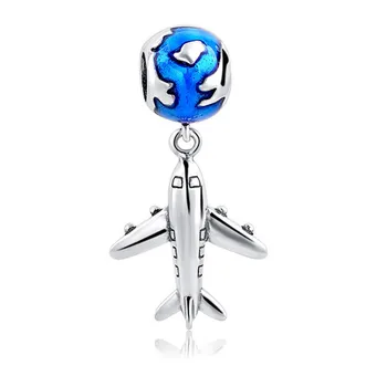 

CODEDOG Travel Mini Airplane Earth Charms Beads Fit Original Bracelet 100% Real 925 Sterling Silver Pendant Jewelry CMS144