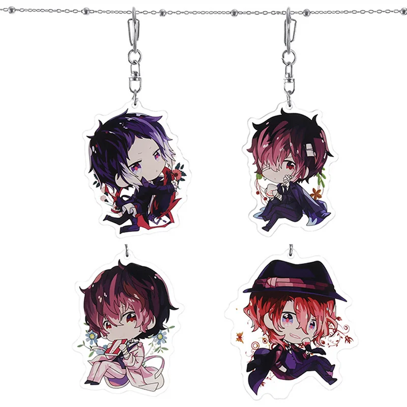 Anime Bungou Stray Dogs Keychain Rubber Strap Tsumamarekko Dazai Atsushi Ranpo Akutagawa Chuya