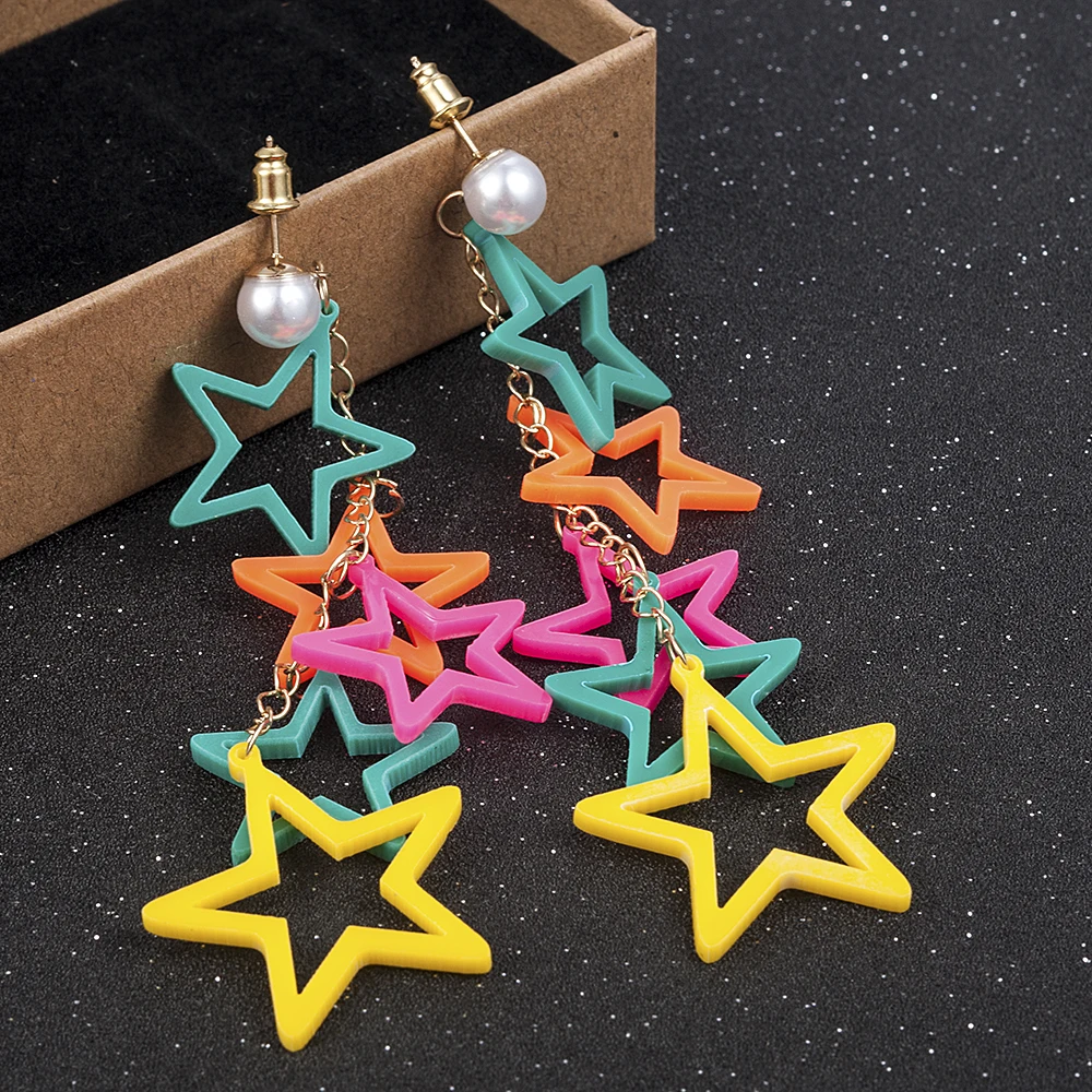 

New Korean Autumn Fashion moda mujer 2019 Simple Star Ear Earrings for Women Accessories Trendy Drop Dangle Earrings Jewelry