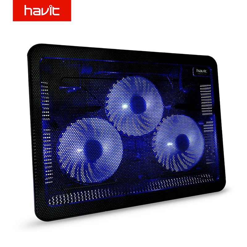 HAVIT Cooling Fan Stand Mat Quiet Laptop Cool Pad Blue LED USB Computer