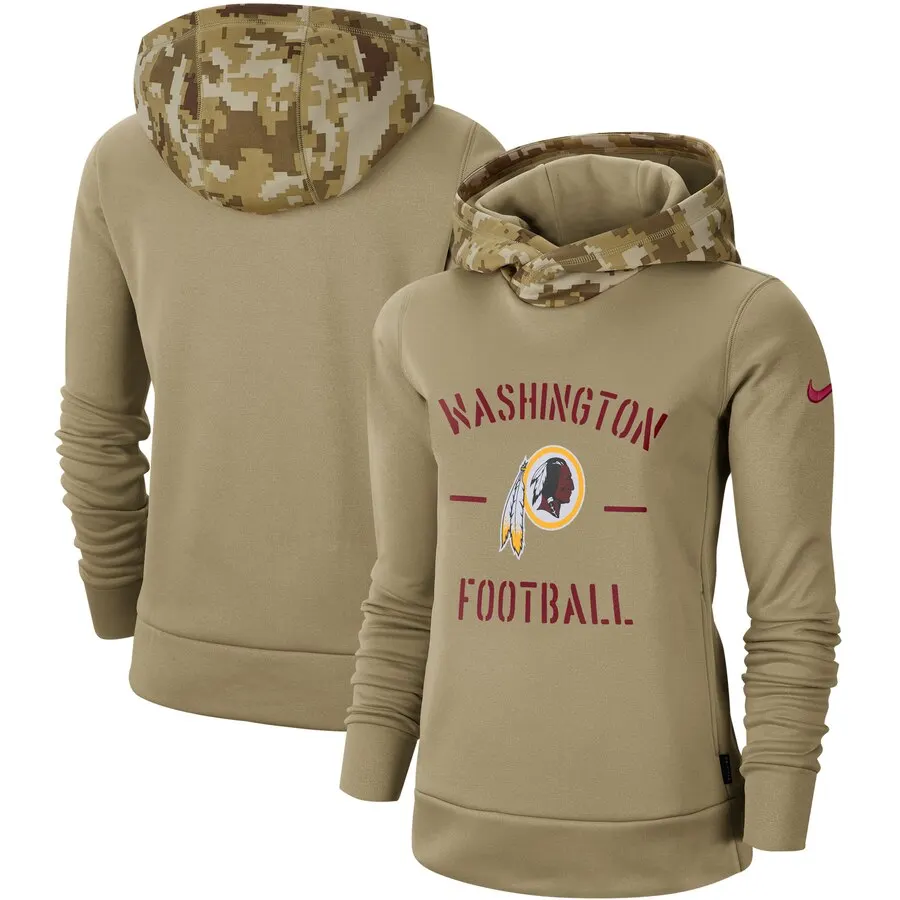 Женская Молодежная Американская Футбольная Толстовка Redskins Салют для обслуживания Sideline Therma пуловер с капюшоном