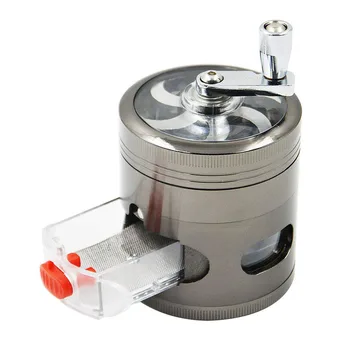 

4 Layers Herb Grinder Smoke Crusher Crank Pollinator Herb Grinder Spice Grinder Hand Cranked Clear Top Grinder with Drawer