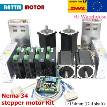 

CNC 4 Axis Kit Nema 34 stepper motor 154mm (Dul shaft ) 1600 oz-in 5A + CW8060 80VDC 6A motor driver + 145A 6 axis MACH3 board