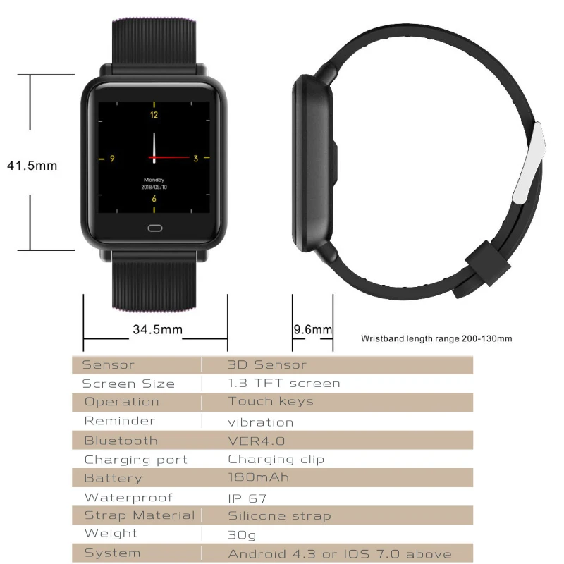 Q9 Смарт-часы для мужчин и женщин, спортивный браслет, водонепроницаемые Смарт-часы, пульсометр, кровяное давление, цифровые часы для Ios Andriod