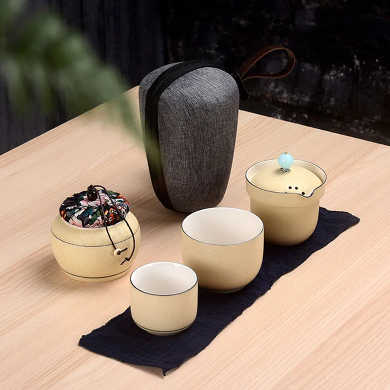 Дорожный чайный набор 6 керамическая подставка для палочек на открытом воздухе Портативная сумка для китайского кунг-фу чайная посуда наборы Gaiwan Набор чашек чашка для напитков - Цвет: B